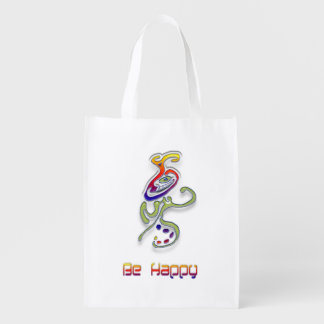 Be Happy Alien, Abstract Grocery Bag