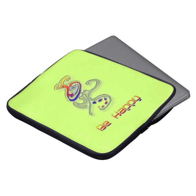 Be Happy Alien, Abstract Laptop Sleeve (Front Top)