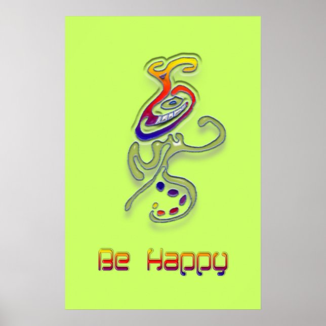 Be Happy Alien, Abstract Poster (Front)