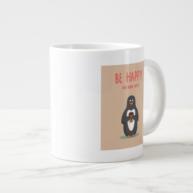 Be Happy And Drink Coffee Large Coffee Mug (Front Right)