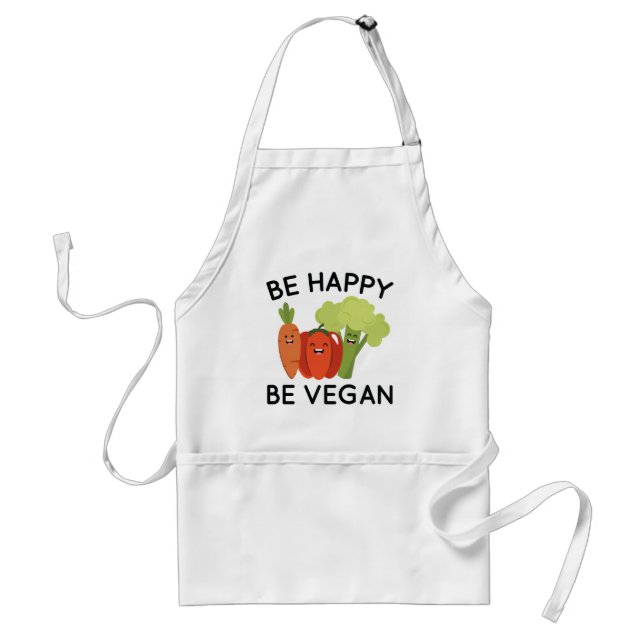 Be Happy Be Vegan Adult Apron (Front)