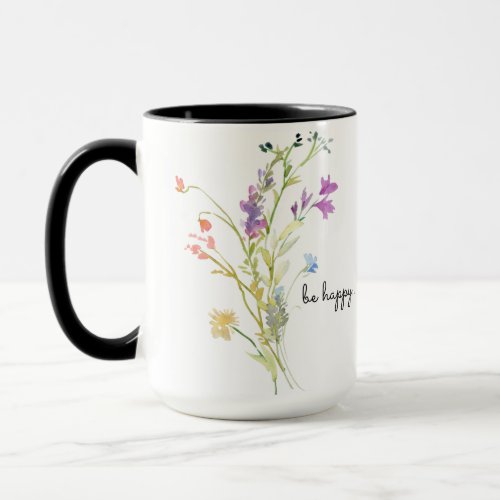 Be Happy Be Wild Custom Name Wildflower Mug