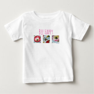 Be Happy Bee and Flowers Art Baby Tutu Baby T-Shirt