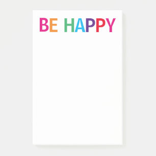 Be Happy Bright Multicolored 4 x 6 Post-it Notes