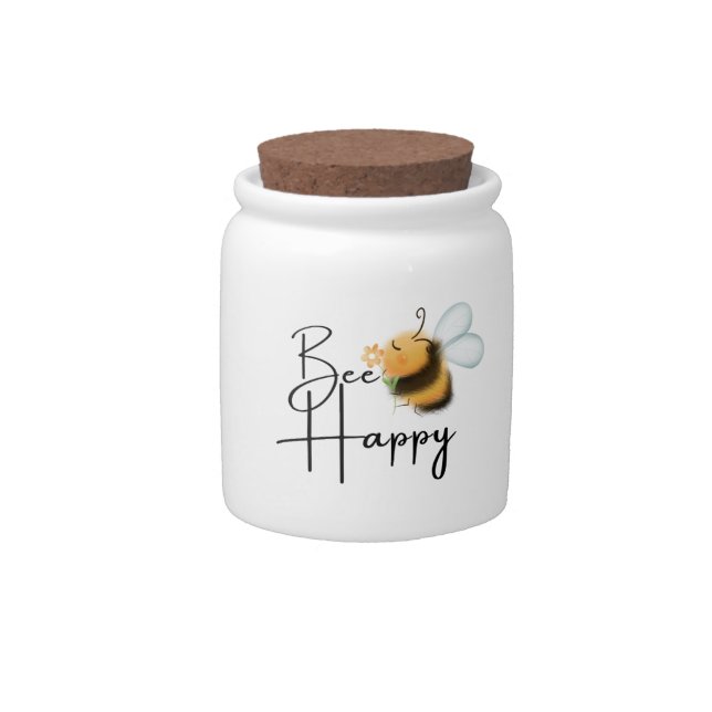 Be happy cartoon bee candy jar (Front)