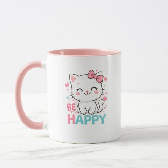 Be Happy Cat Mug (Left)