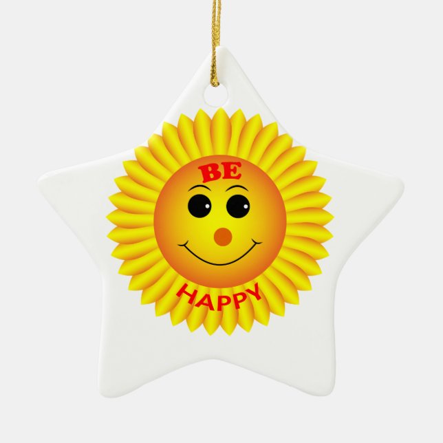 Be Happy Ceramic Ornament (Front)