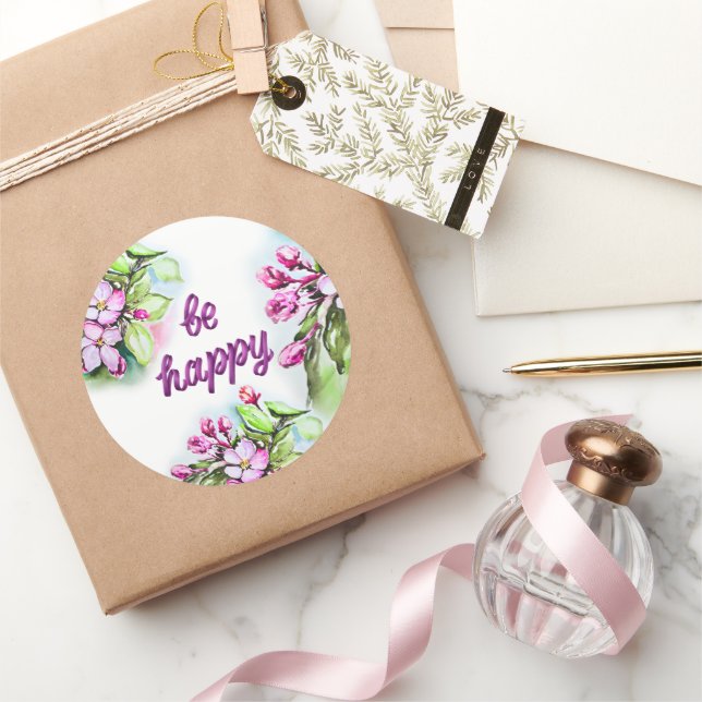 Be happy classic round sticker (Gifting)