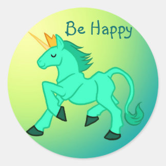 Be Happy Classic Round Sticker