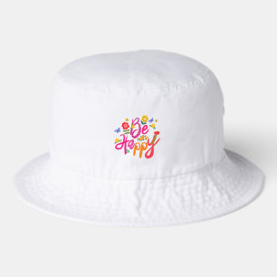 Be Happy – Colorful Floral and Butterfly Boho Bucket Hat