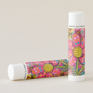 Be Happy Colorful Flower Pop Art Lip Balm