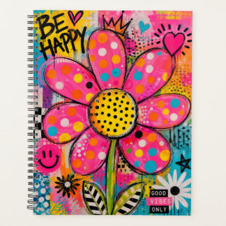 Be Happy Colorful Flower Pop Art Planner