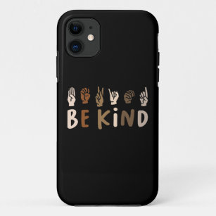 Be Happy Cute Colorful Vintage ASL Sign Language iPhone 11 Case