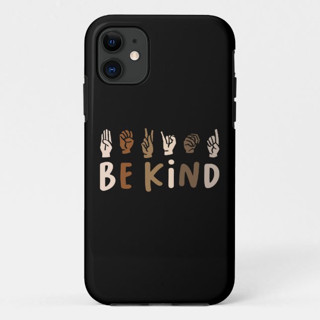 Be Happy Cute Colorful Vintage ASL Sign Language Case-Mate iPhone Case (Back)