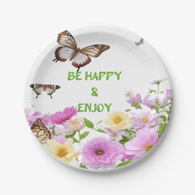 Be Happy & enjoy Paper Plates (Front)