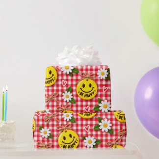 Be Happy Gingham Gift Wrap