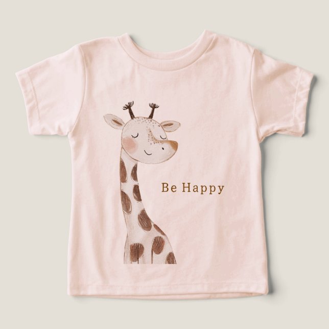 Be Happy Giraffe Toddler T-shirt (Design Front)