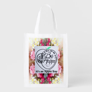  Be Happy Its an Apple Day..  Reusable Grocery Bag