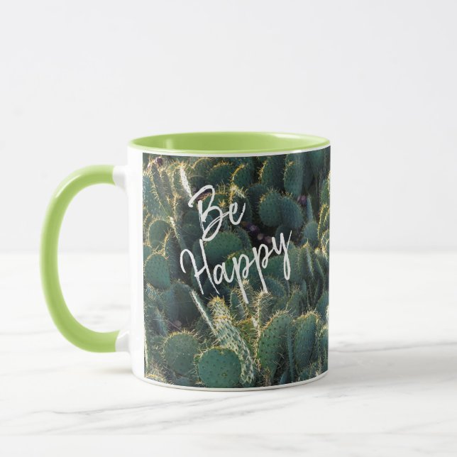 Be Happy mit Kaktus und Namen Mug (Left)