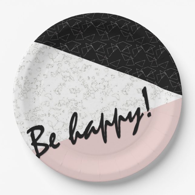 Be happy! paper plates (Front)
