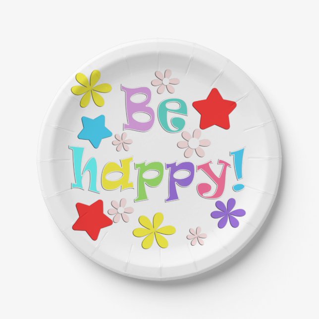 Be happy! paper plates (Front)
