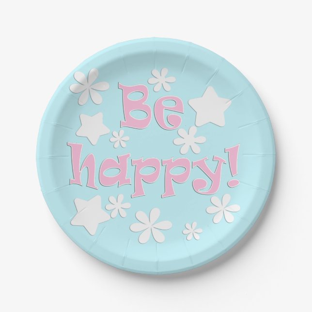 Be happy! paper plates (Front)