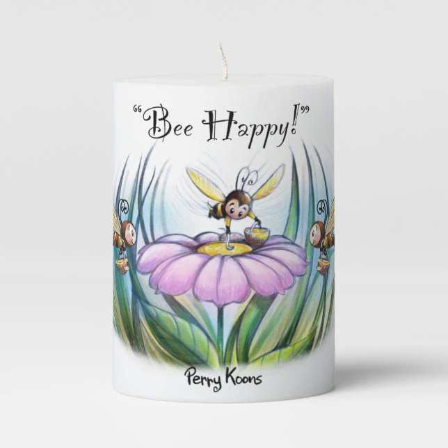 Be Happy Pillar Candle (Front)