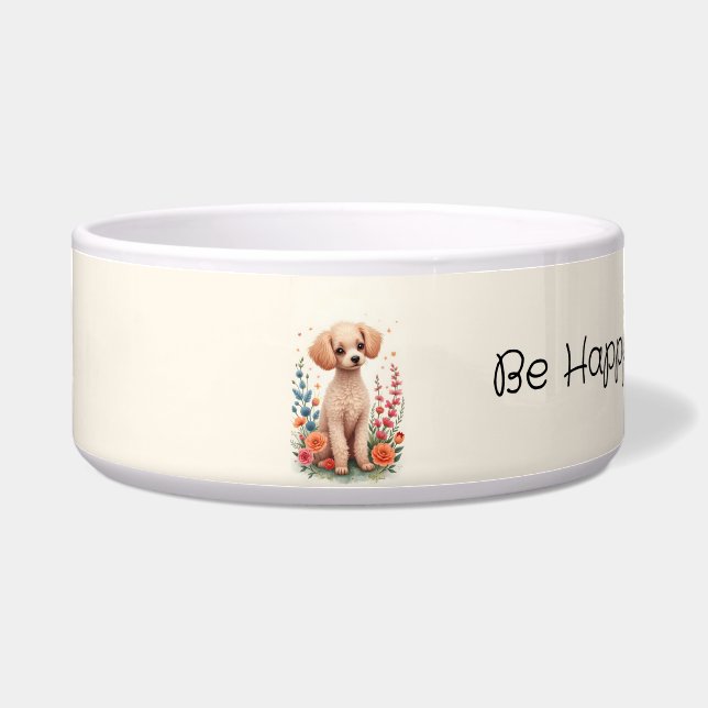 Be Happy Poodle Bowl (Front)