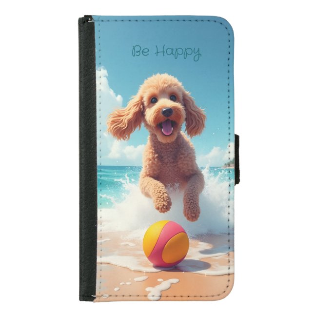 Be Happy Poodle Samsung Galaxy Wallet Case (Front)
