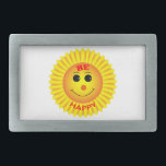 Be Happy Rectangular Belt Buckle<br><div class="desc">Be Happy Sun flowers. Brighten up your day 'be happy' make someone else happy.</div>
