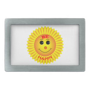 Be Happy Rectangular Belt Buckle