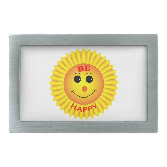 Be Happy Rectangular Belt Buckle (Front)