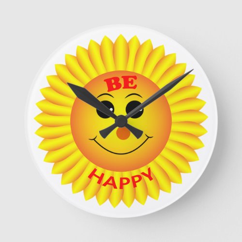 Be Happy Round Clock