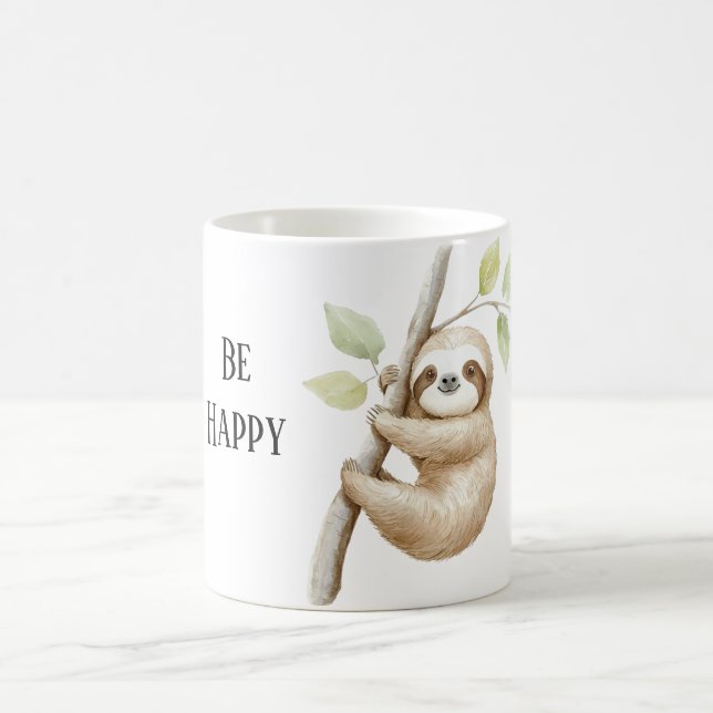 Be Happy Sloth in Tree Coffee Mug (Center)