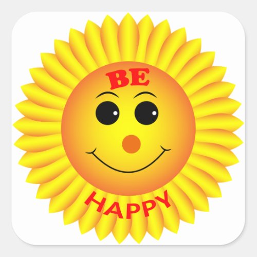 Be Happy Square Sticker