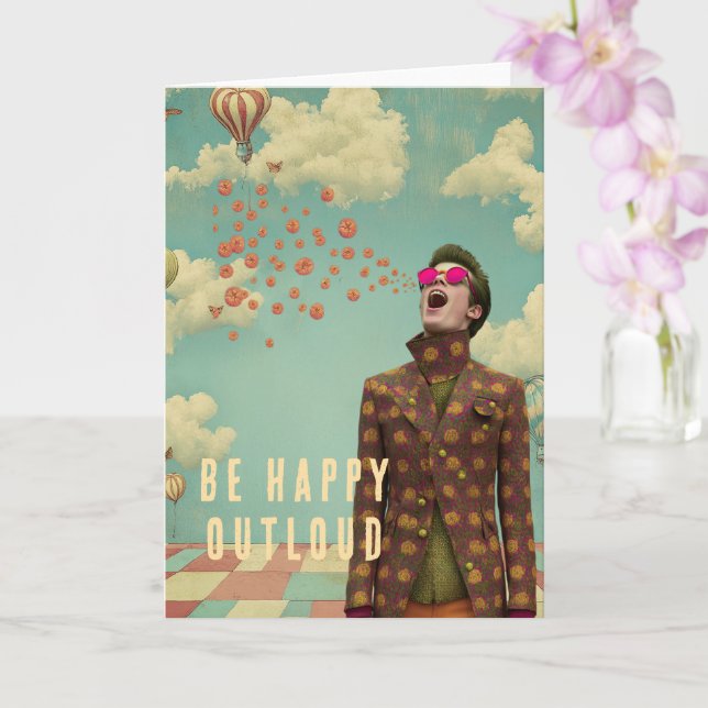 Be Happy| Surreal Art Greeting Card (Orchid)