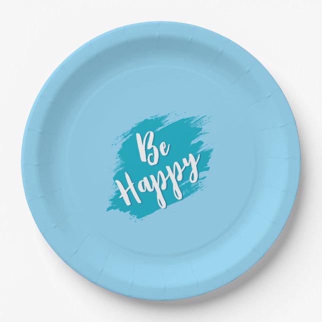 be happy text paper plates (Front)