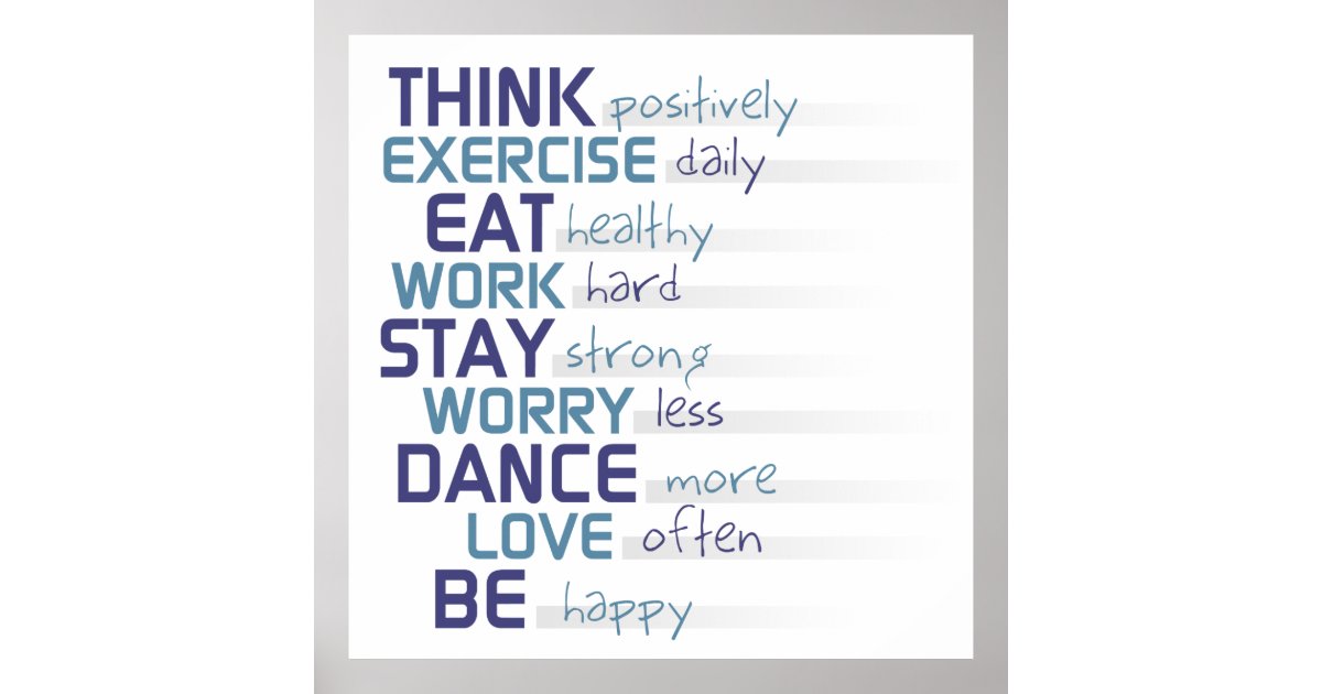 Positivly Text Be Happy Think Positively Text Design Poster | Zazzle