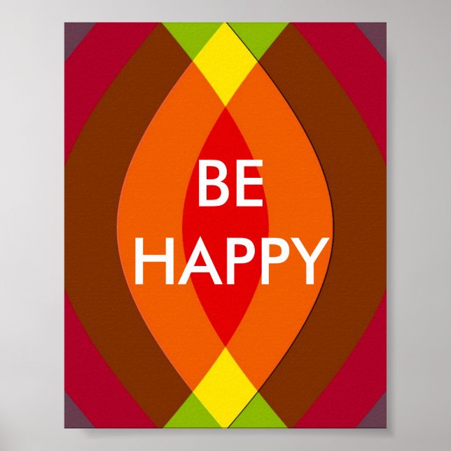 Be Happy ! Two Word Quote Inspirational Poster (Front)