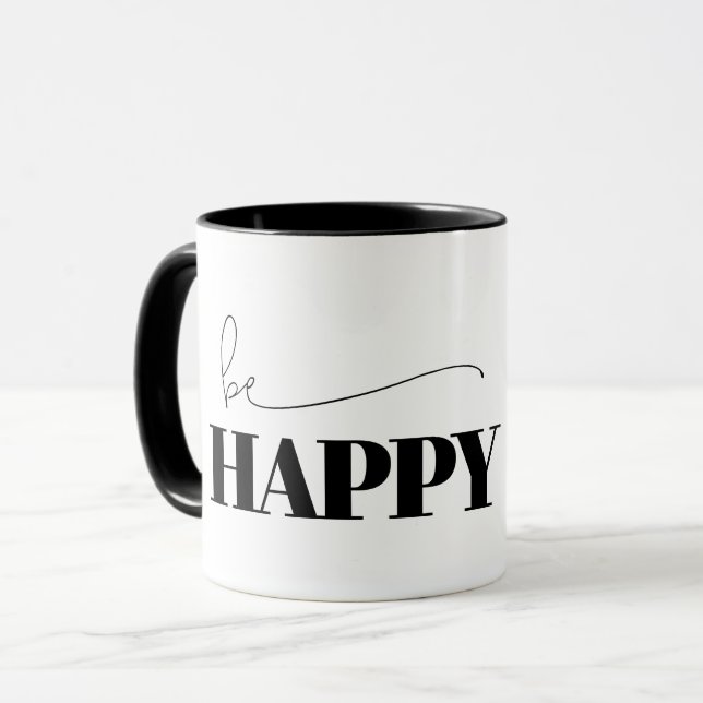 Be Happy Typography Mug (Front Left)