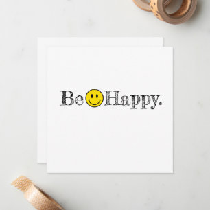 Be Happy Typography Smile Face Emoji Note Card