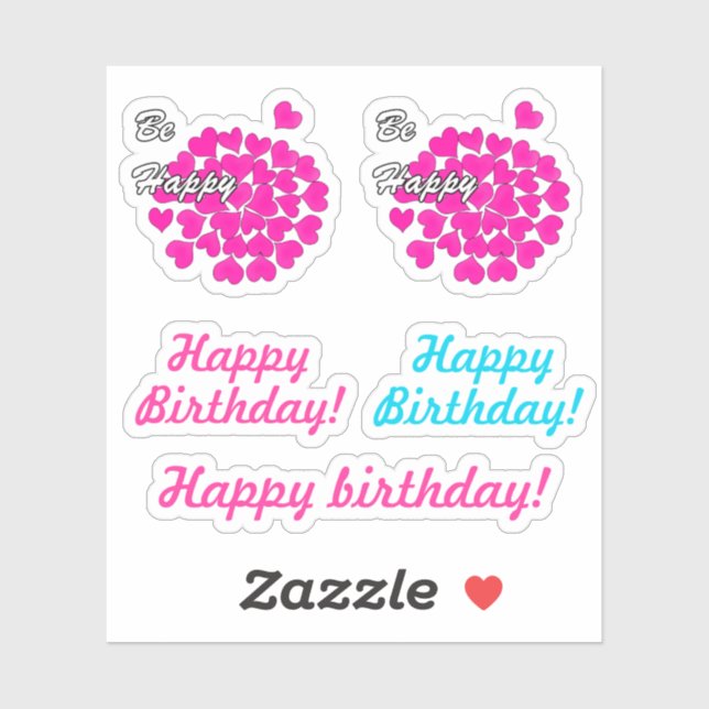 Be happy!, typography, wish, heart, wedding, love, sticker (Sheet)