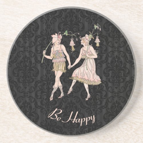 Be Happy Vintage Shakespeares Garden Women  Coaster