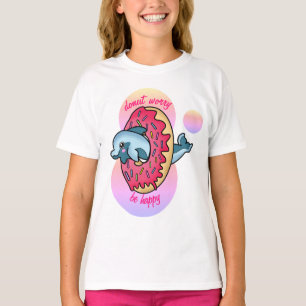 Be Happy with Cute Dolphin and Sprinkle Pink Donut T-Shirt