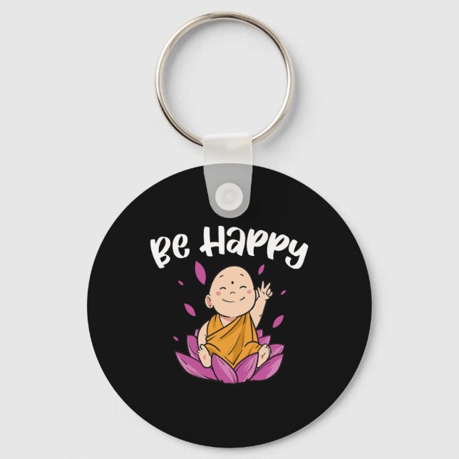 Be Happy Yoga  Keychain (Front)