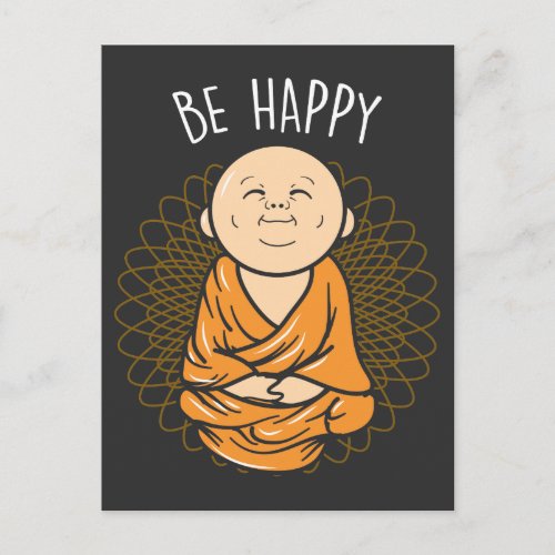 Be Happy Zen Little Buddha Mandala Buddhist Postcard