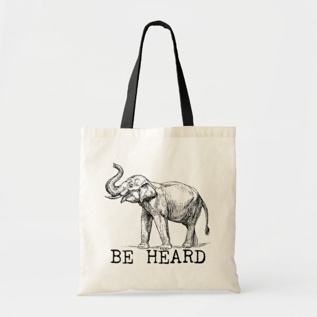 Be Heard Cute Elephant Tote Bag (Front)