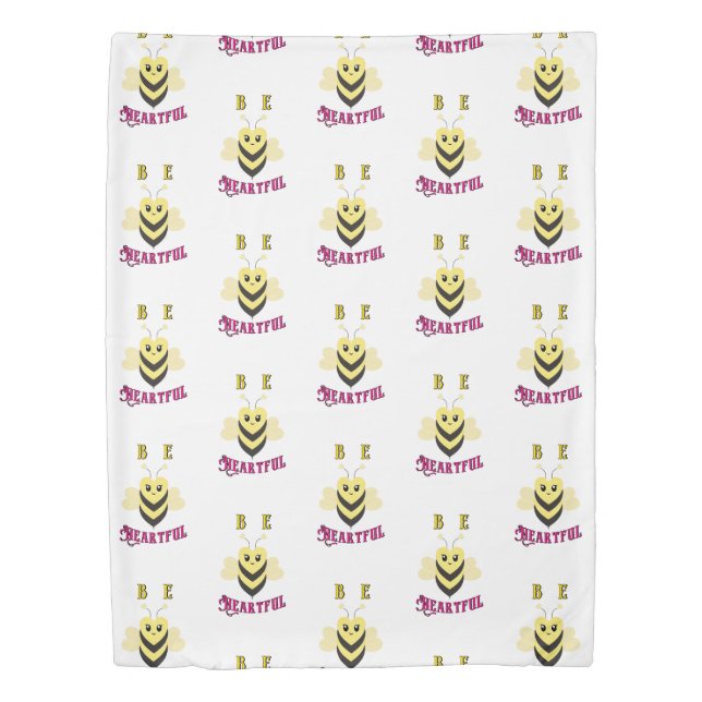 Be Heartful Day September Bee Queen Honey Heart Duvet Cover (Front)