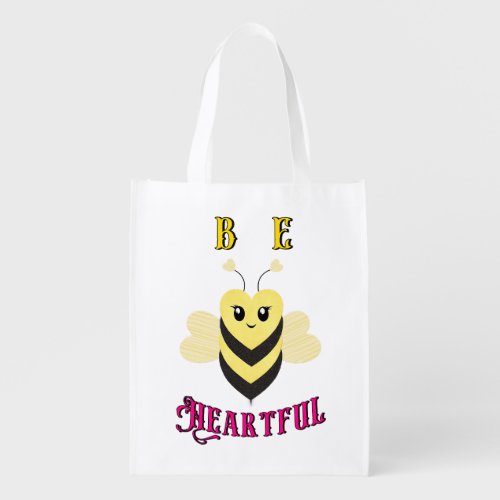 Be Heartful Day September Bee Queen Honey Heart Grocery Bag