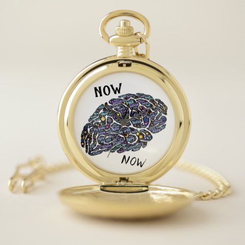 Be Here Now Purple Brain Christian Pocket Watch